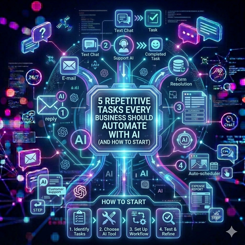 5 Repetitive Tasks Every Business Should Automate with AI (And How to Start)